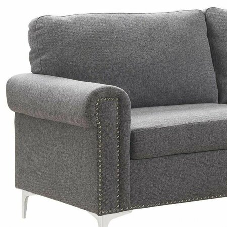 Homeroots 78 x 100 x 35 in. Gray Fabric Upholstery Metal Leg Sectional Sofa 347261